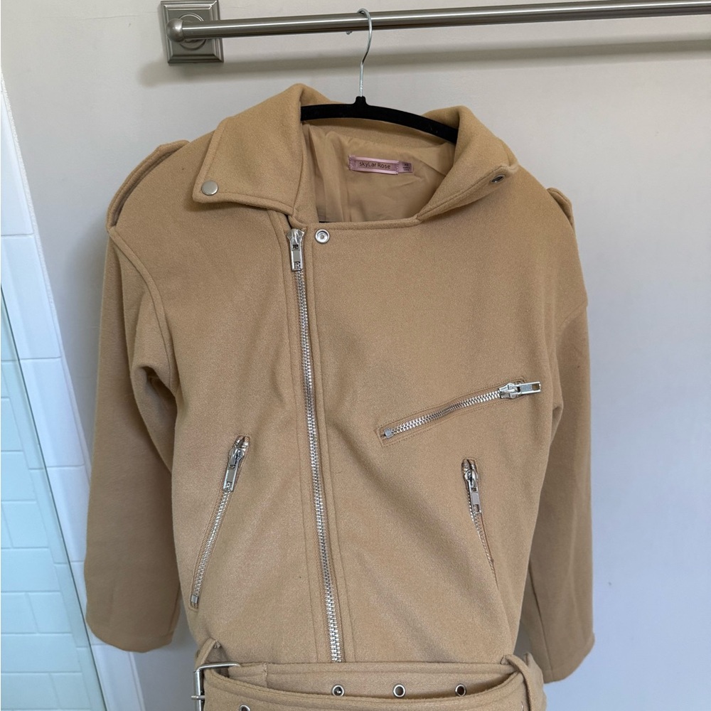 Camel/Tan Moto Belted Jacket